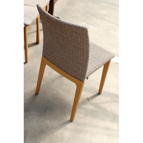 2960 - A SET OF FOUR OAK SKOVBY (DENMARK), DINING CHAIRS WITH UPHOLSTERED SEATS AND BACKS