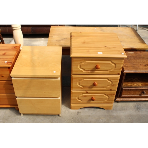 2962 - A MODERN PINE BEDSIDE CHEST AND TWO DRAWER CHEST