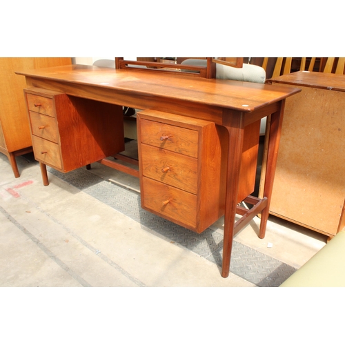 2970 - A RETRO TEAK A YOUNGER LTD TWIN PEDESTAL DRESSING TABLE, 60