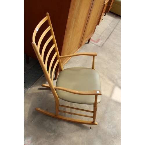 2972 - A MODERN BEECH FRAME ROCKING CHAIR