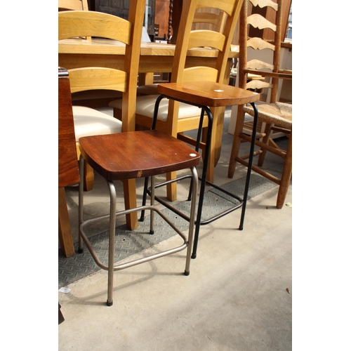 2974 - TWO MID 20TH CENTURY STOOLS ON TUBULAR FRAME