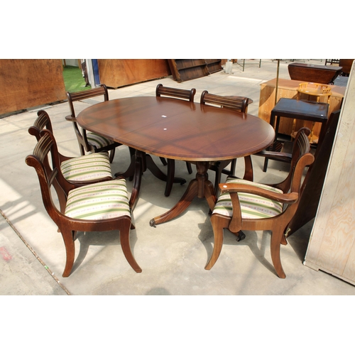 2984 - A MAHOGANY REGENCY STYLE 'MANDER' EXTENDING TWIN PEDESTAL DINING TABLE, 64