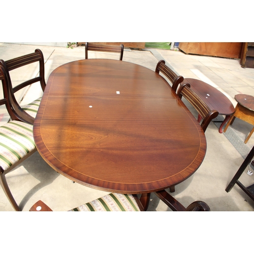 2984 - A MAHOGANY REGENCY STYLE 'MANDER' EXTENDING TWIN PEDESTAL DINING TABLE, 64