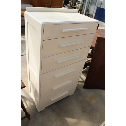 2985 - A MID 20TH CENTURY WHITE PAINTED GRADUATED CHEST OF SIX DRAWERS, 27