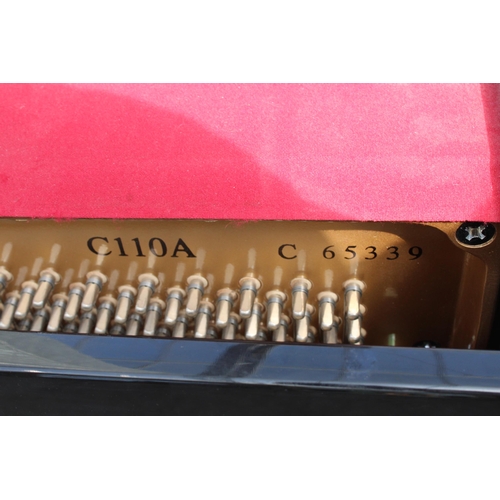 2993 - A BLACK YAMAHA OVERSTRUNG PIANO, C110A, C65339