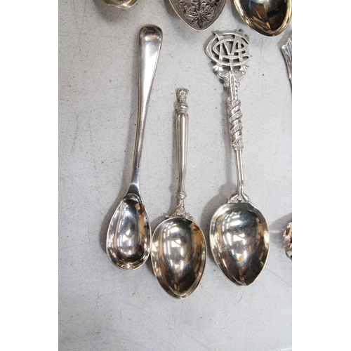 54 - SEVERAL HALLMARKED BIRMINGHAM SOUVENIR SPOONS TO ALSO INCLUDE TWO HALLMARKED SHEFFIELD AND ONE CHEST... 