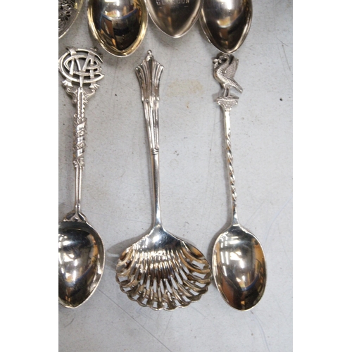 54 - SEVERAL HALLMARKED BIRMINGHAM SOUVENIR SPOONS TO ALSO INCLUDE TWO HALLMARKED SHEFFIELD AND ONE CHEST... 