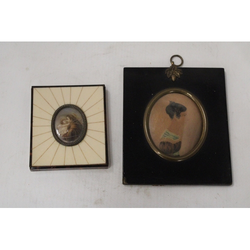 65 - TWO VINTAGE FRAMED MINIATURE PORTRAITS TO INCLUDE ST ANTHONY OF PADUA WITH CHRIST CHILD AND ESTHER S... 