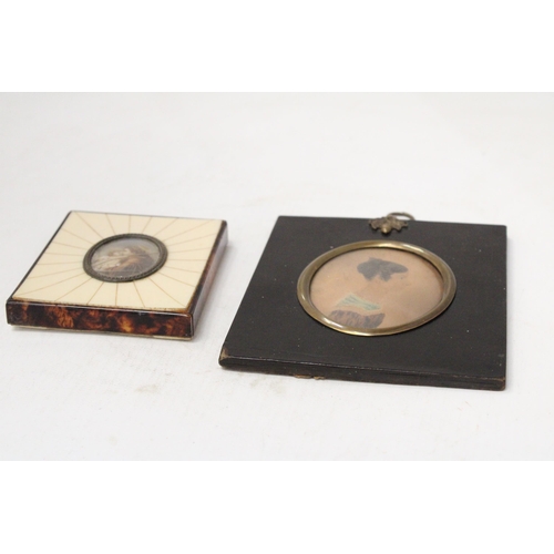 65 - TWO VINTAGE FRAMED MINIATURE PORTRAITS TO INCLUDE ST ANTHONY OF PADUA WITH CHRIST CHILD AND ESTHER S... 