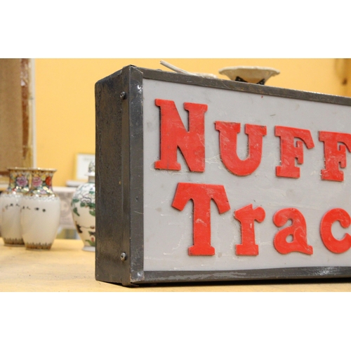 72 - AN ILLUMINATED NUFFIELD TRACTORS SIGN - 74 X 27 CM