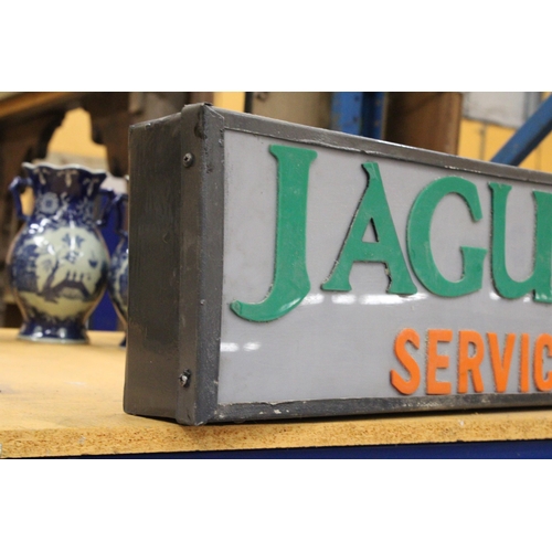 73 - AN ILLUMINATED JAGUAR SERVICE SIGN - 87 X 22.5 CM