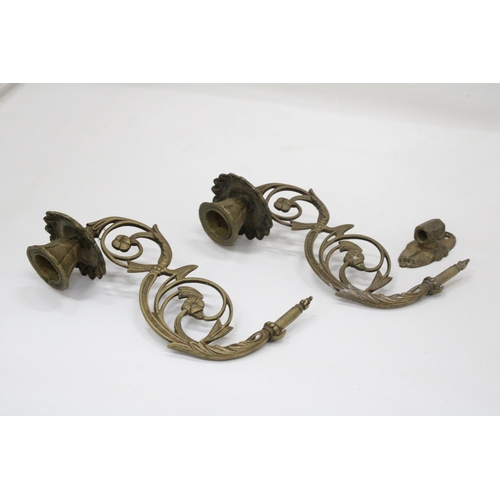 110 - A PAIR OF VINTAGE BRASS WALL SCONCES