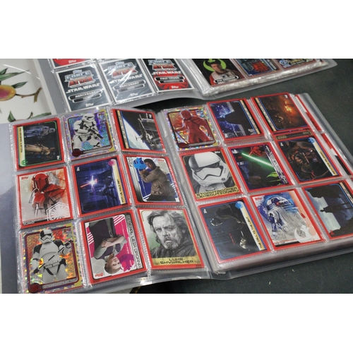 258 - A COLLECTION OF STAR WARS TRADING CARDS IN TWO FOLDERS