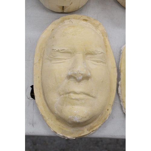 263 - TWO PLASTER OF PARIS 'DEATH MASKS' WITH THE MOULDS