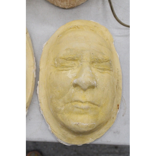 263 - TWO PLASTER OF PARIS 'DEATH MASKS' WITH THE MOULDS