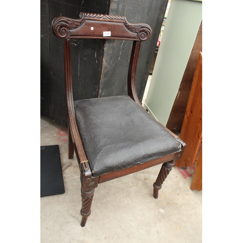 2744 - A REGENCY MAHOGANY SINGLE DINING CHAIR ON BARLEY-TWIST LEGS