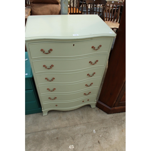 2788 - A PAINTED SERPENTINE FRONTED CHEST OF SIX DRAWERS, 27