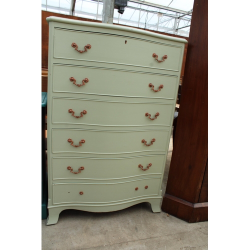 2788 - A PAINTED SERPENTINE FRONTED CHEST OF SIX DRAWERS, 27