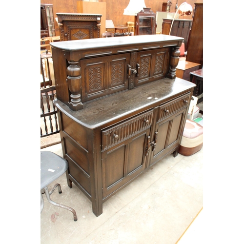 2802 - AN OAK JACOBEAN STYLE COURT CUPBOARD, 51