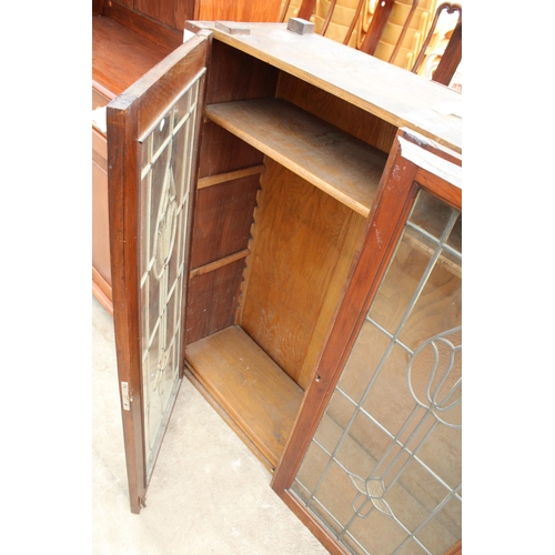 2804 - AN EARLY 20TH CENTURY GLAZED AND LEADED BOOKCASE TOP, 40