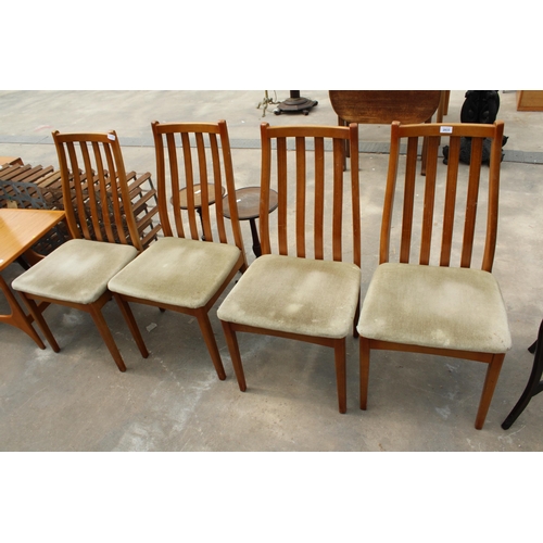 2833 - A SET OF FOUR RETRO TEAK LATH BACK DINING CHAIRS