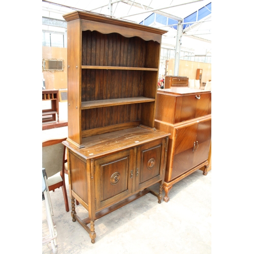 2847 - A MID 20TH CENTURY BEECH DRESSER WITH PLATE RACK, 42.5