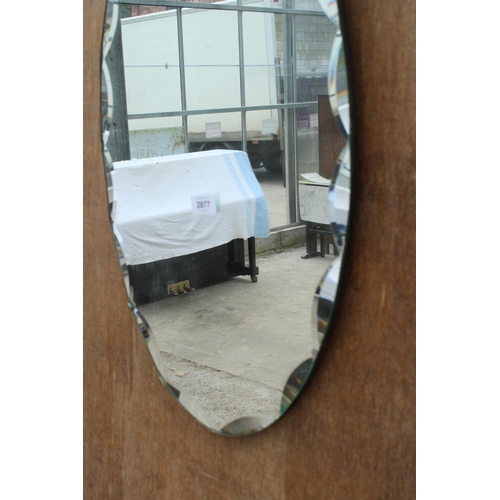 2877 - A FRAMELESS WALL MIRROR, 26