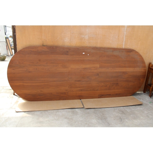 2992 - A LARGE MODERN WOODBLOCK DINING TABLE TOP, 141