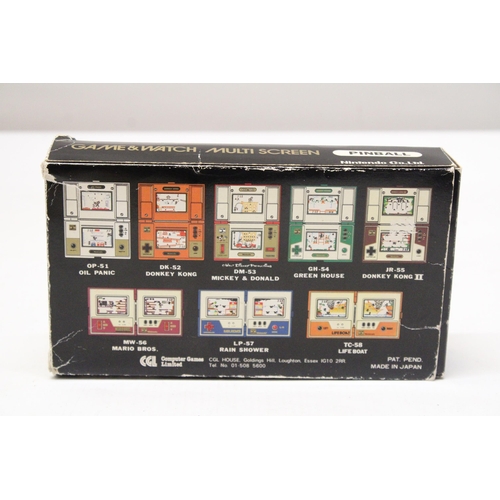 340 - A VINTAGE NINTENDO GAME AND WATCH MULTI SCREEN PINBALL - IN ORIGINAL BOX - VENDOR STATES IN WORKING ... 