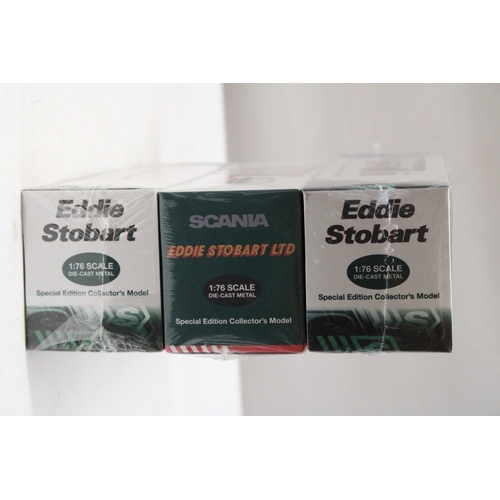 348 - THREE ATLAS EDITIONS EDDIE STOBART SPECIAL EDITION COLLECTOR'S MODELS 1/76 SCALE TO INCLUDE, A VOLVO... 