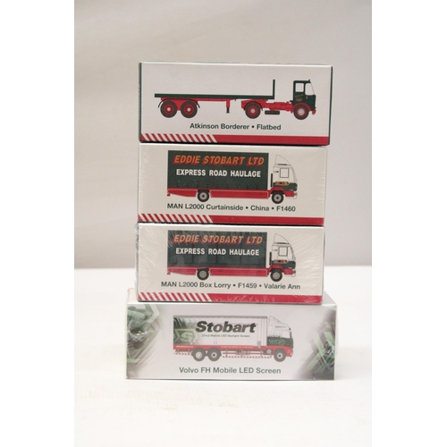 350 - THREE ATLAS EDITIONS EDDIE STOBART SPECIAL EDITION COLLECTOR'S MODELS 1/76 SCALE TO INCLUDE, MAN CUR... 