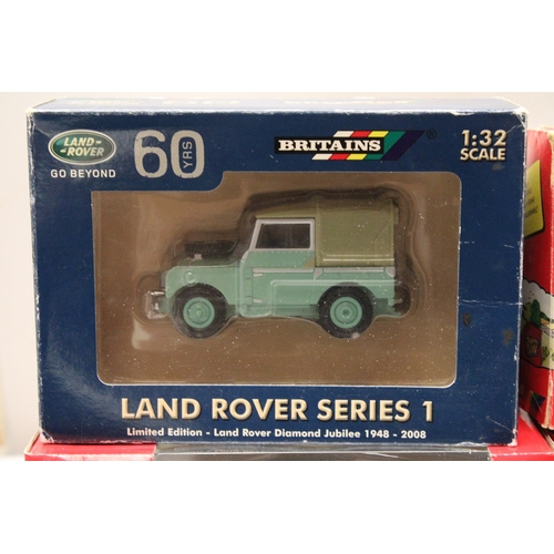 404 - FOUR BRITAINS 1:32 SCALE MODELS TO INCLUDE A LIMITED EDITION LAND ROVER SERIES 1, DIAMOND JUBILEE 19... 