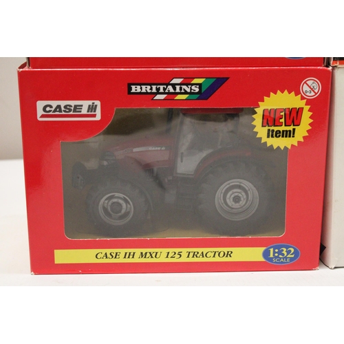 417 - SIX BRITAINS 1:32 SCALE MODELS TO INCLUDE A CASE IH MXU 125 TRACTOR, A FARM LAND ROVER, A TIPPING TR... 