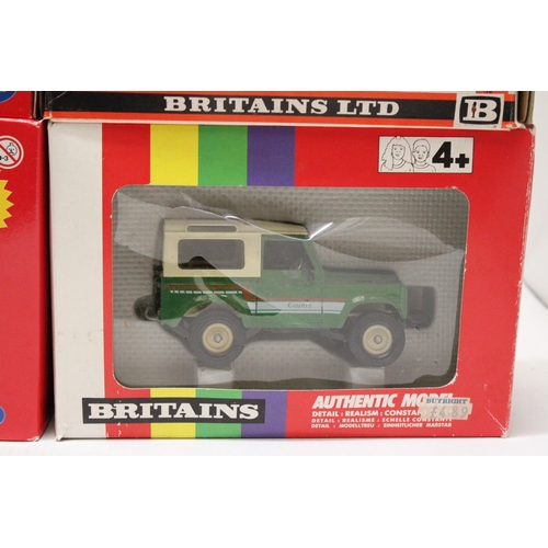 417 - SIX BRITAINS 1:32 SCALE MODELS TO INCLUDE A CASE IH MXU 125 TRACTOR, A FARM LAND ROVER, A TIPPING TR... 