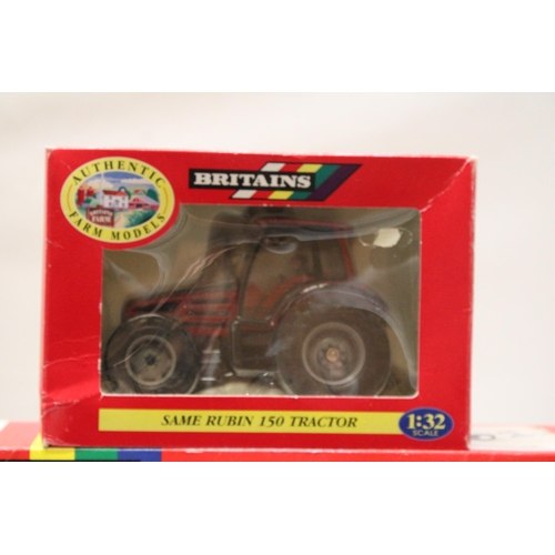 428 - TWO BRITAINS 1:32 SCALE MODELS TO INCLUDE A VALMET LOGGING TRACTOR AND TRAILER AND A SAME RUBIN 150 ... 