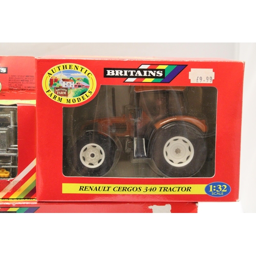 434 - TWO BRITAINS 1:32 SCALE MODELS TO INCLUDE A FORD ANIMAL TRANSPORTER, A RENAULT CERGOS 340 TRACTOR, P... 