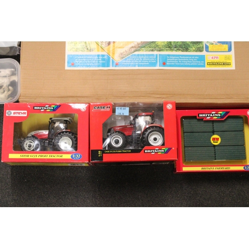 442 - A LARGE COLLECTION OF BRITAINS 1:32 SCALE FARM MODELS TO INCLUDE A VINTAGE MODEL FARMYARD, A STEYR 6... 