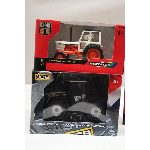 449 - FOUR BRITAINS 1:32 SCALE MODELS TO INCLUDE A CASE IH OPTUM 300 CVX TRACTOR, A JCB SPECIAL EDITION 25... 