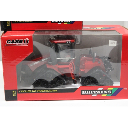 454 - TWO BRITAINS 1:32 SCALE MODELS TO INCLUDE A CASE IH 600 4WD STEIGER QUADTRAC AND A FORD TW20 TRACTOR... 