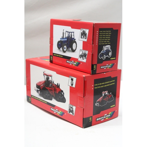 454 - TWO BRITAINS 1:32 SCALE MODELS TO INCLUDE A CASE IH 600 4WD STEIGER QUADTRAC AND A FORD TW20 TRACTOR... 