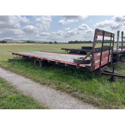 110 - SINGLE AXLE TWIN WHEEL BALE TRAILER APPROX 20 FT WITH SPARE WHEEL AND TYRE  + VAT