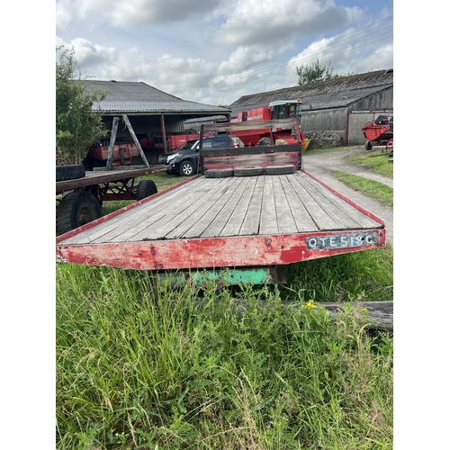 110 - SINGLE AXLE TWIN WHEEL BALE TRAILER APPROX 20 FT WITH SPARE WHEEL AND TYRE  + VAT