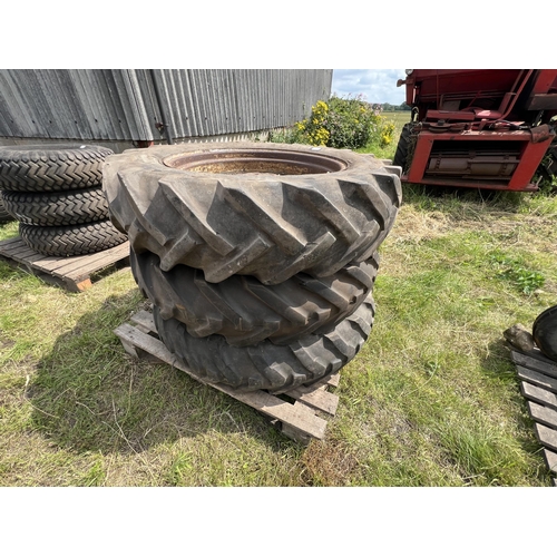 155 - 3 WHEELS AND TYRES 12.4/11-28  + VAT