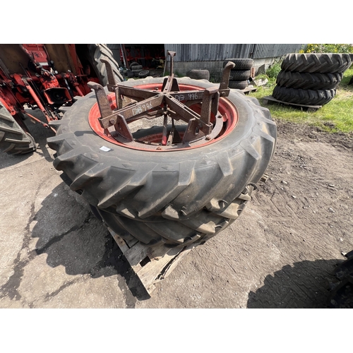 174 - 2 DUAL WHEELS AND TYRES 13.6-12/38  + VAT