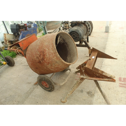 113 - BELLE CEMENT MIXER AND STAND IN WORKING ORDER  NO VAT