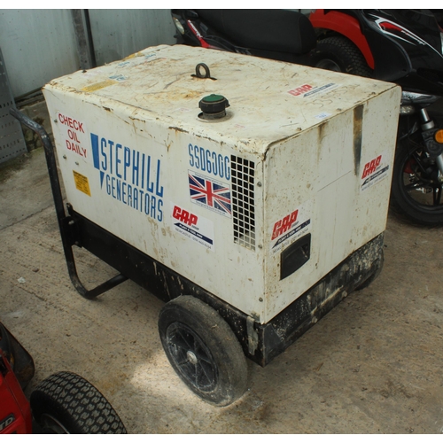 123 - WHITE STEPHILL SSD6000 DIESEL GENERATOR  + VAT