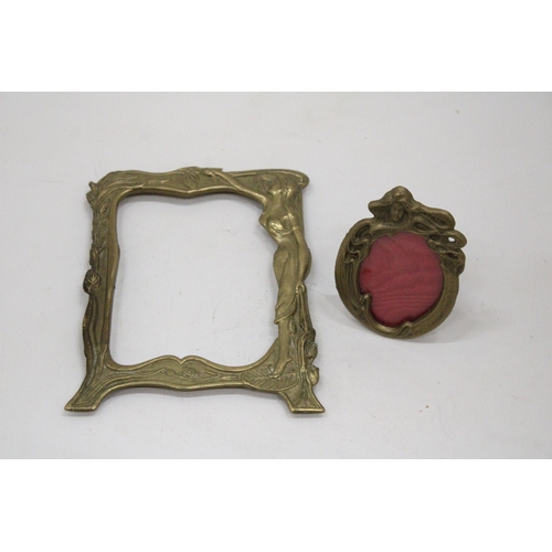 128 - TWO ART NOUVEAU BRASS PHOTO FRAMES