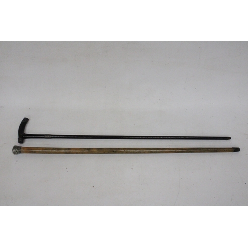 18 - TWO VINTAGE WALKING STICKS WITH SILVER COLLARS