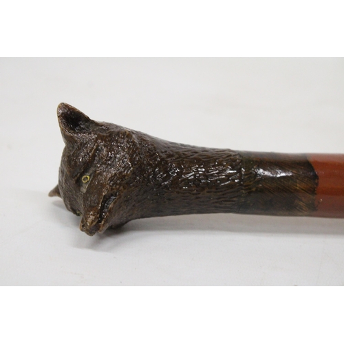 22 - A WALKING STICK WITH A FOX FINIAL