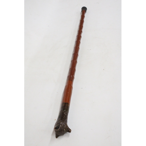 22 - A WALKING STICK WITH A FOX FINIAL